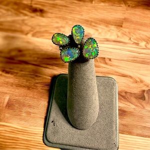 Aurora Opals in Solid Sterling Silver Flutter Ring